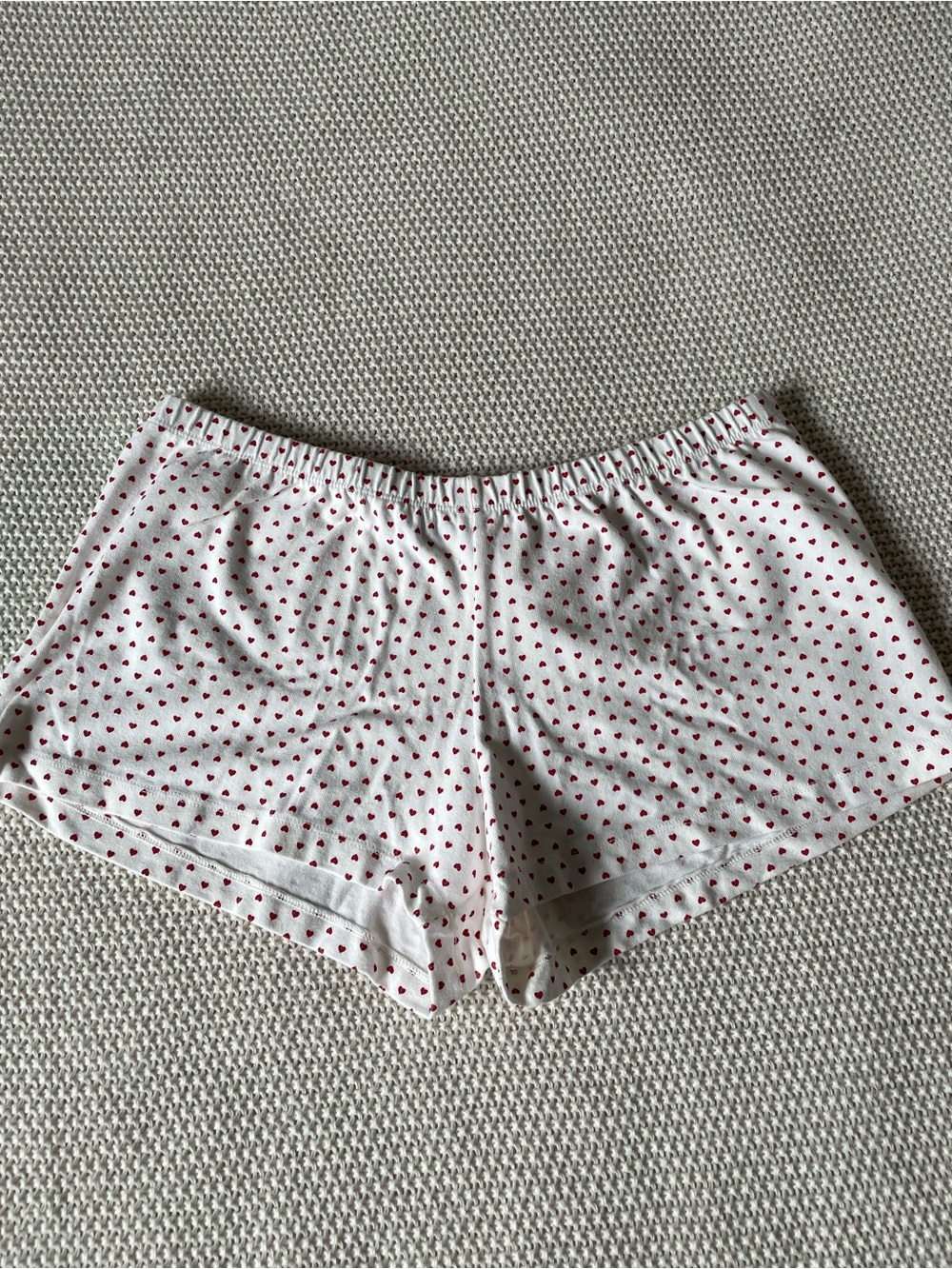 Brandy Melville - White Sleep Shorts / Pj Shorts with Red Hearts Print
